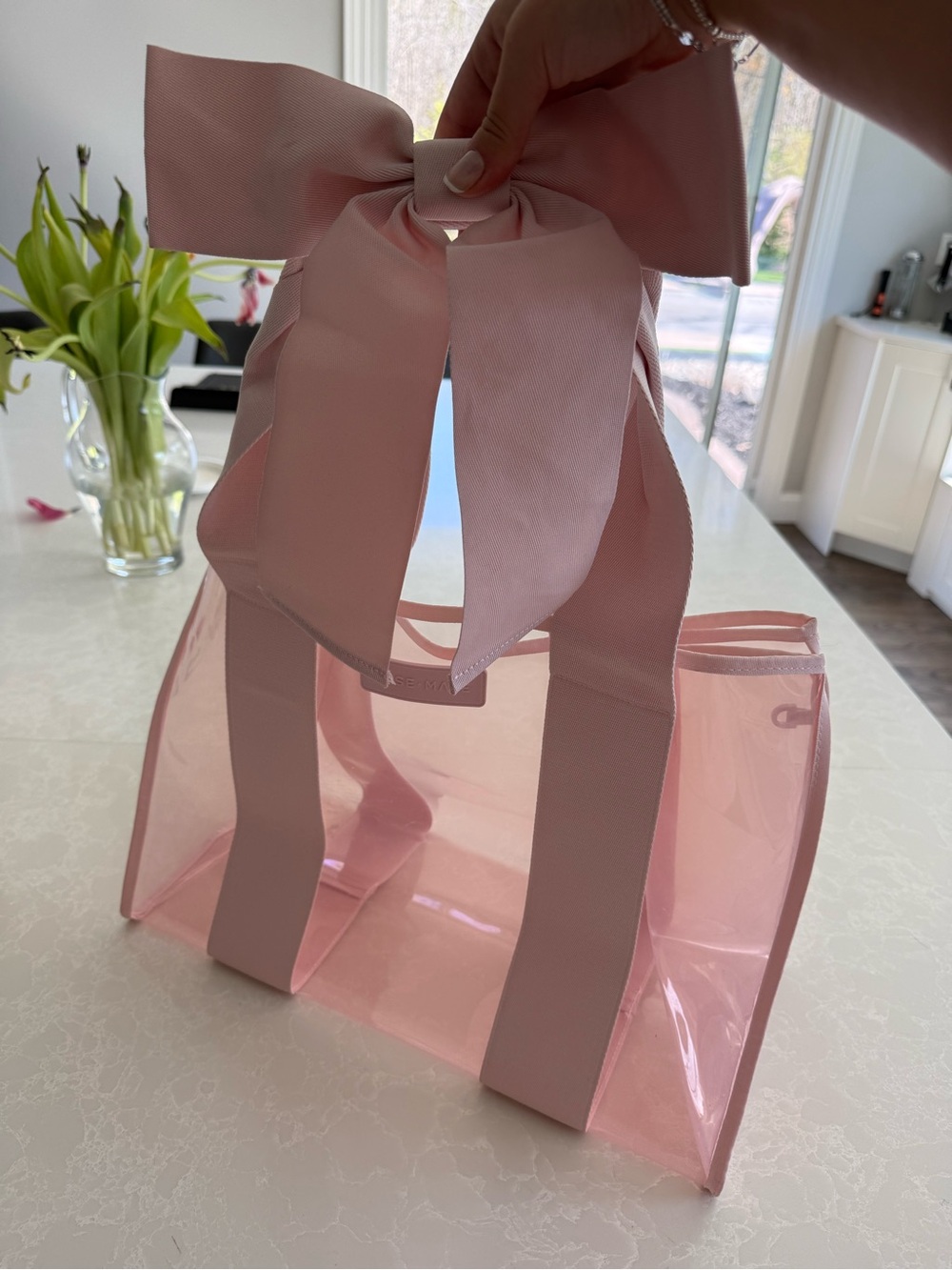 Case Mate Pink Bow-Accent Clear Tote Bag